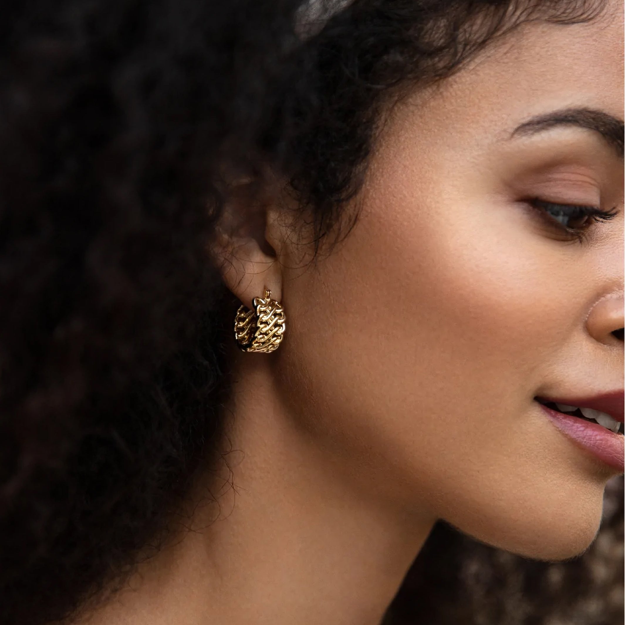 Braided Huggie Hoop Earrings