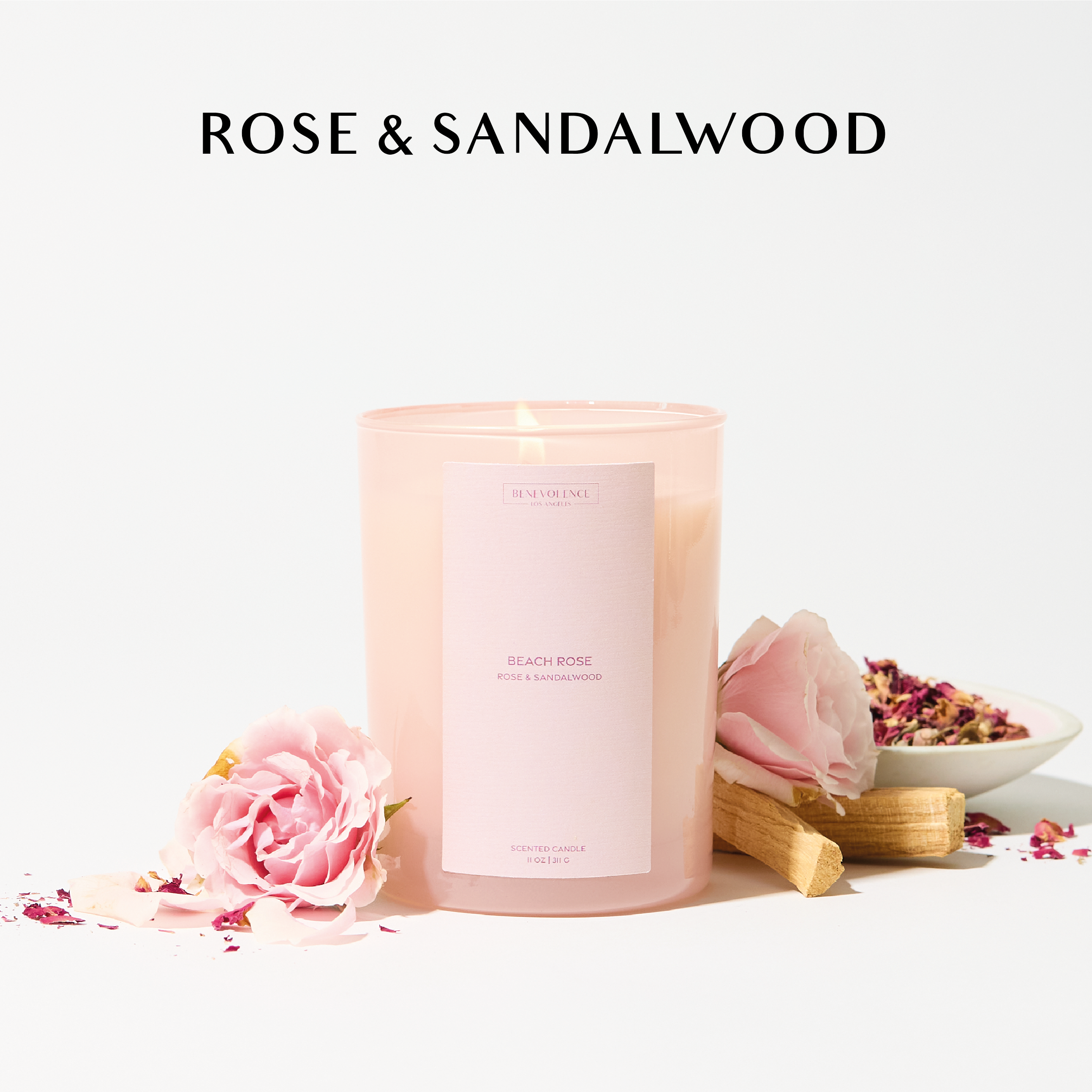 Image of Rose and Sandalwood Candle from Beach Collection