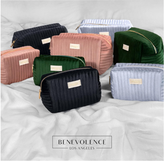Image of the Benevolence LA Velvet Small Makeup Bag