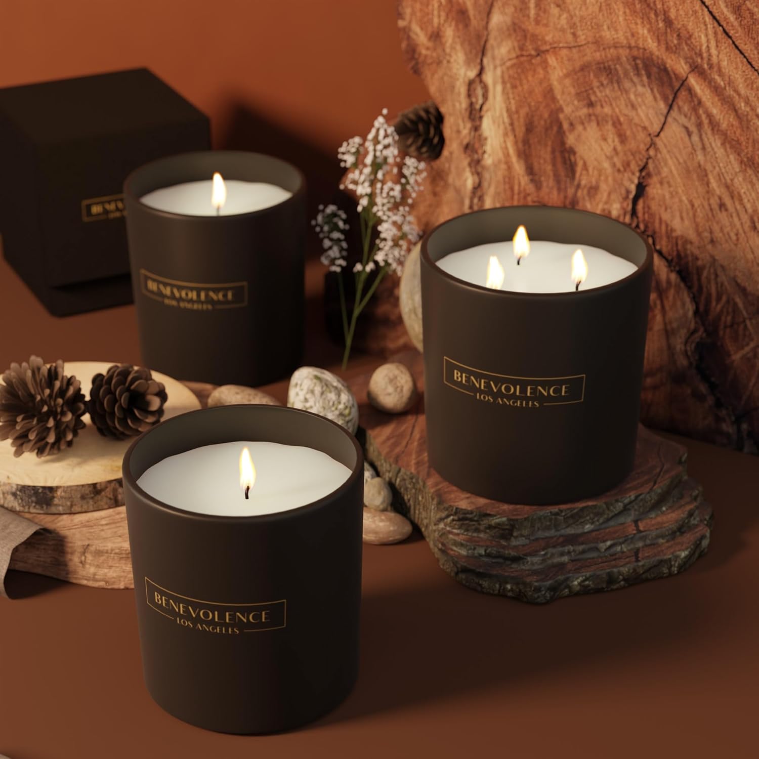 Pine Wood Matte Black Core Candle