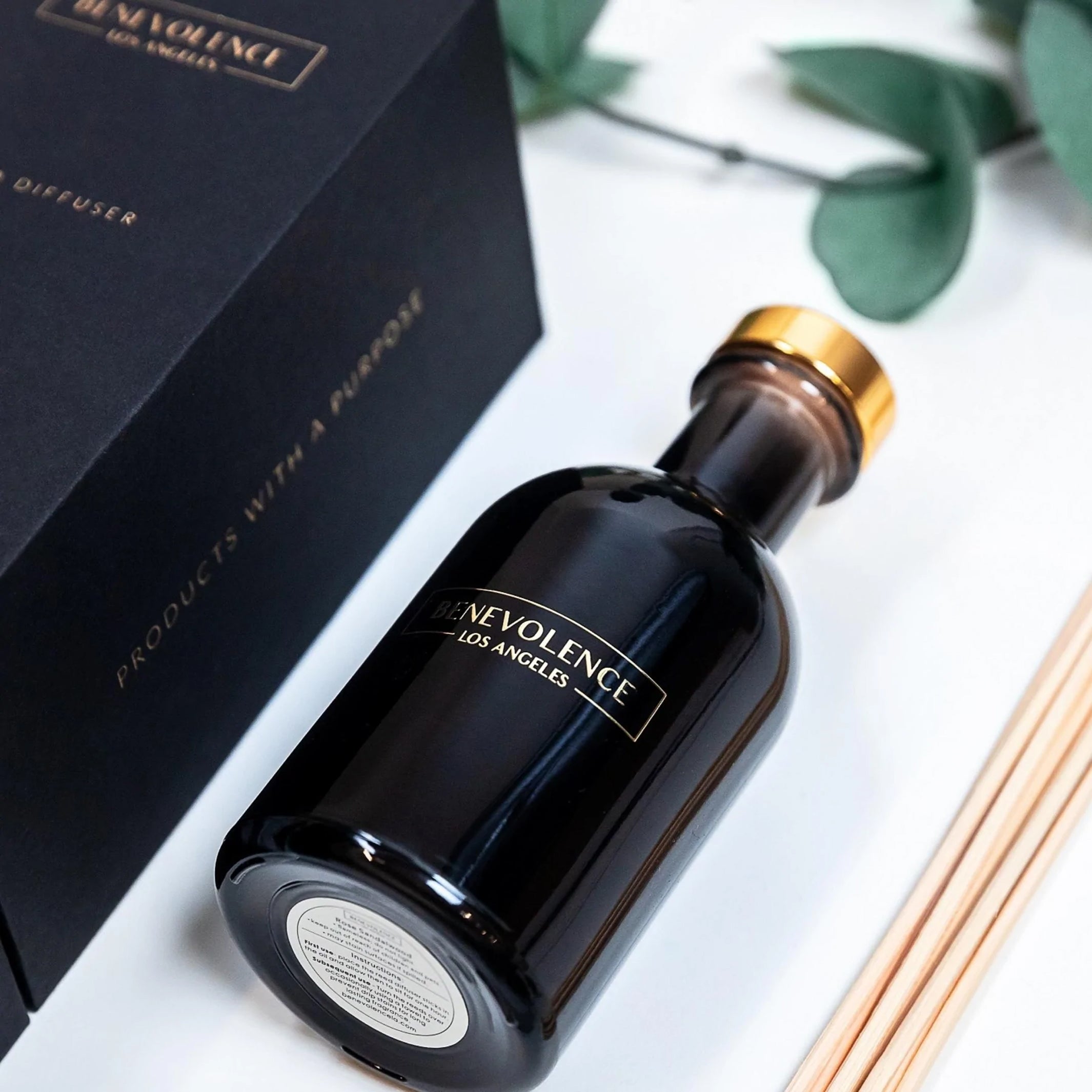Rose & Sandalwood Black Reed Diffuser Set
