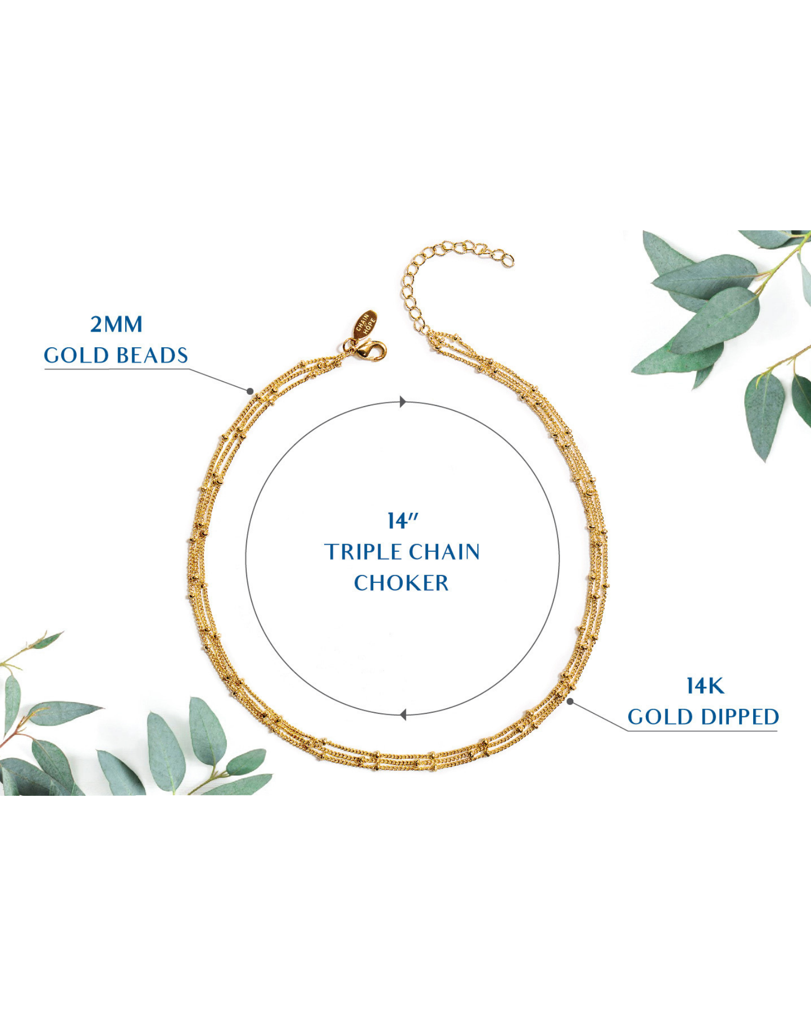 Satellite Beaded Chain Triple Layered Choker