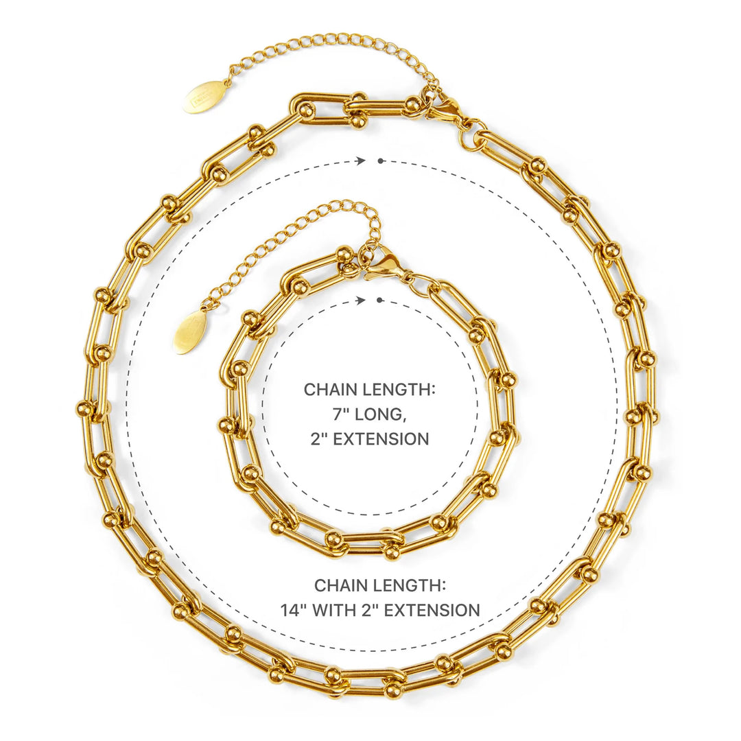 Chunky Paperclip Chain Necklace & Bracelet Set