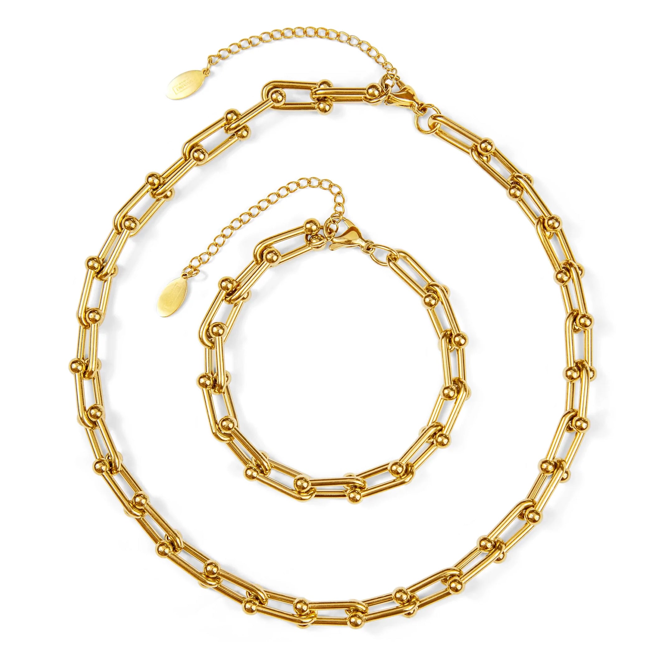 Chunky Paperclip Chain Necklace & Bracelet Set