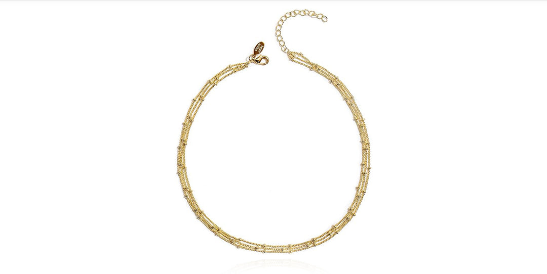 Satellite Beaded Chain Triple Layered Choker