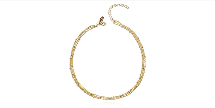 Satellite Beaded Chain Triple Layered Choker