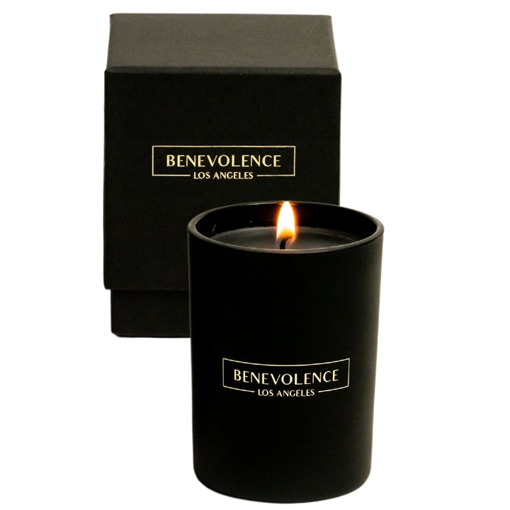 Image of Lit Black Wax Benevolence La Candle