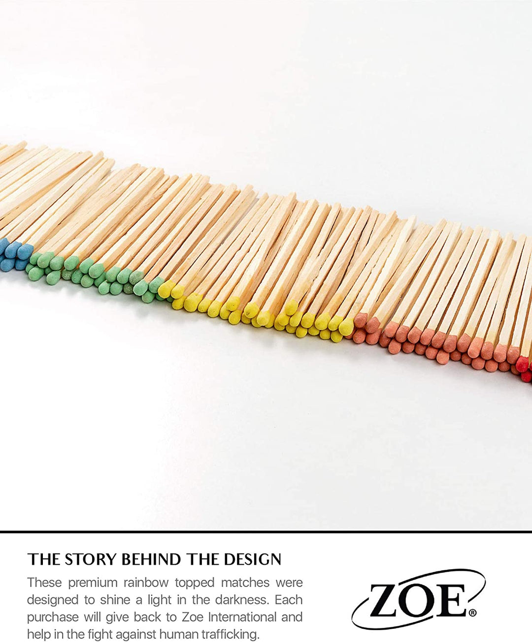 Benevolence La Artisan Long Wooden Safety Decorative Matches Rainbow