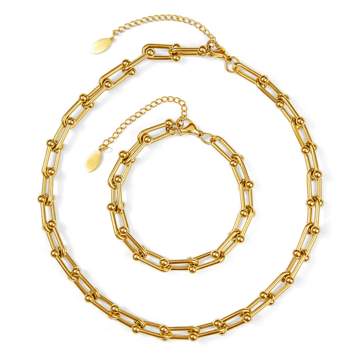 Paperclip Chain Necklace & Bracelet Set