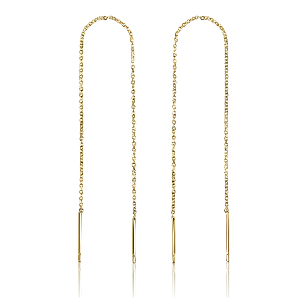 Gold Curb Chain Threader Earrings – SaraBeJewelry