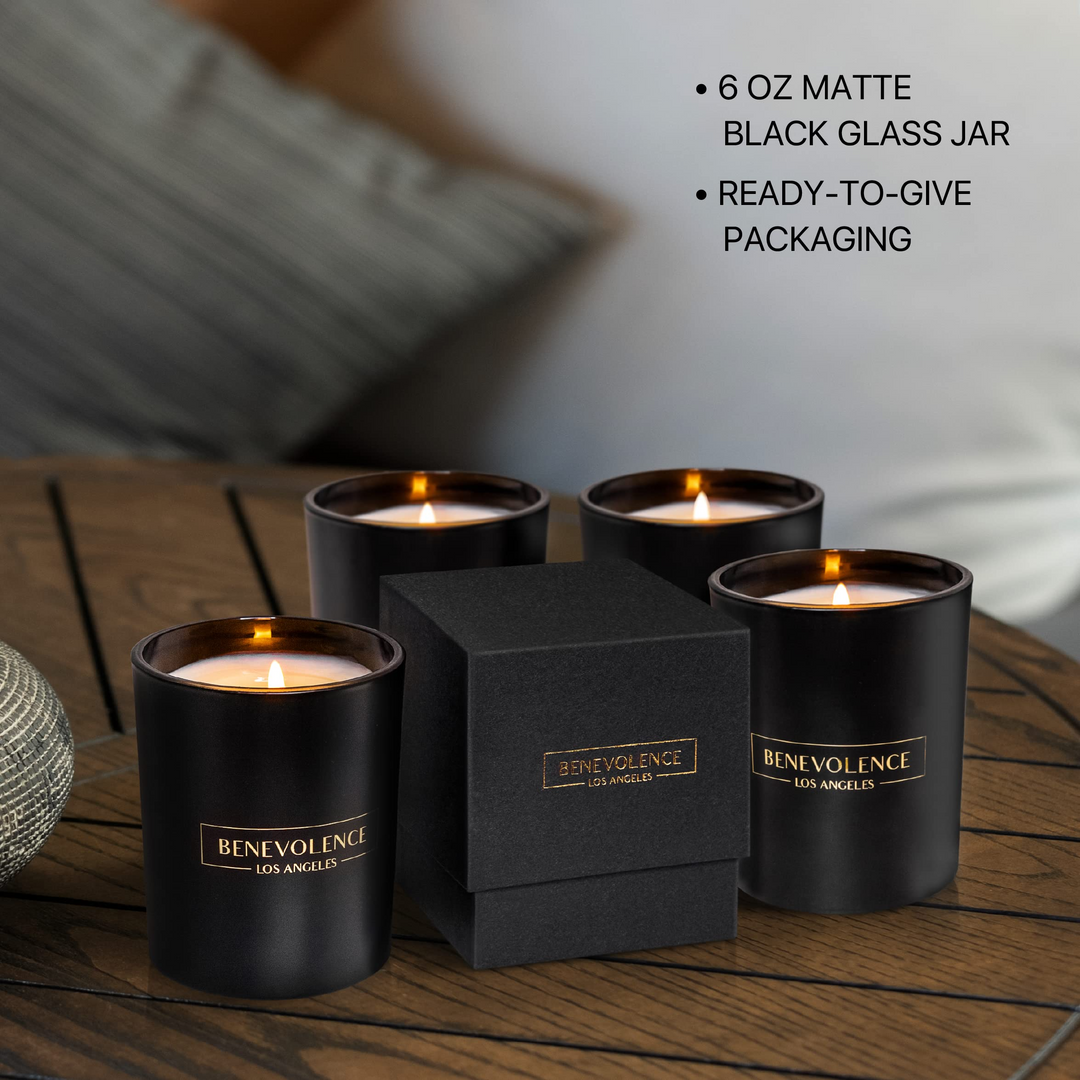 Holiday Gift Box - Bundle of 4 Premium Black Scented Soy Candles