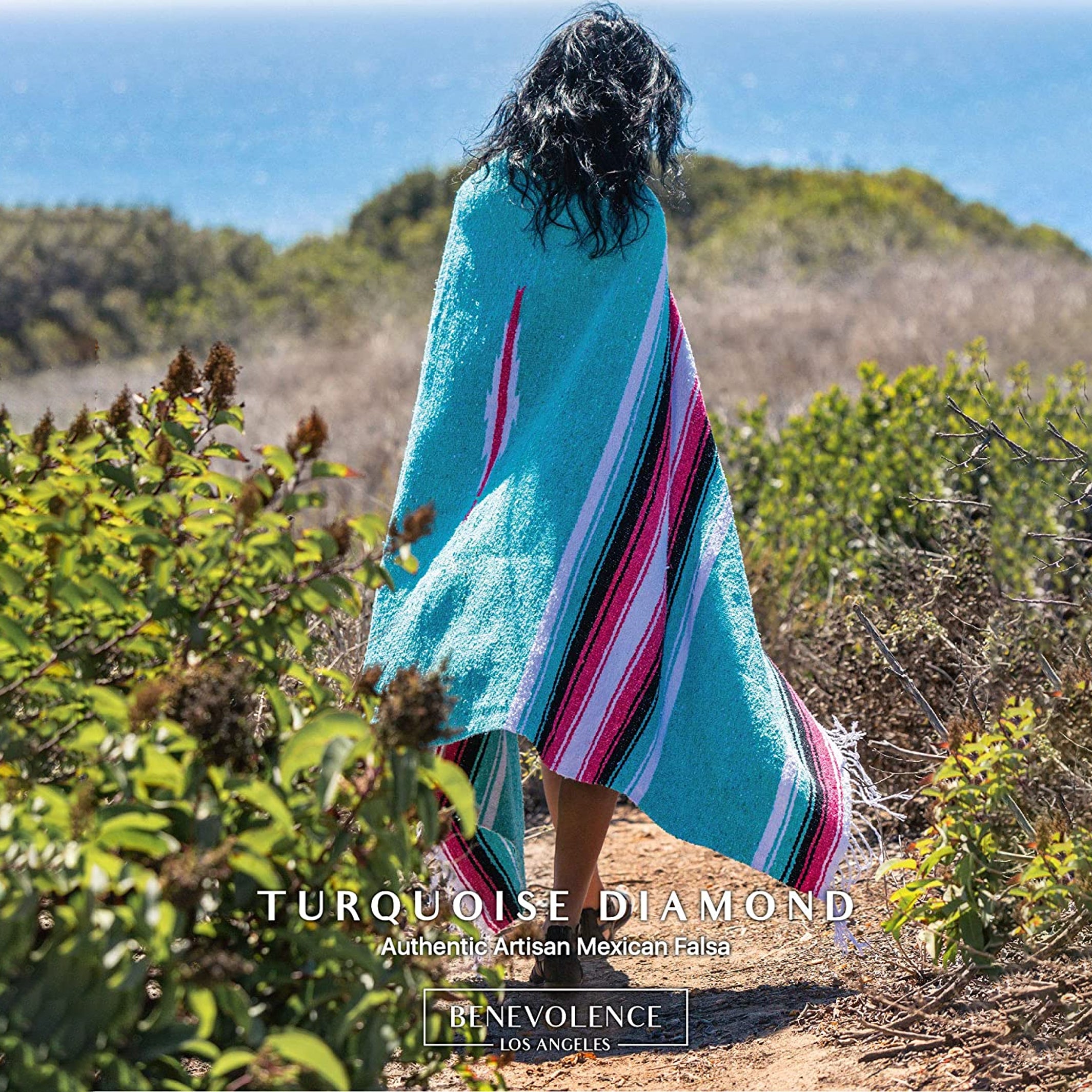 Aqua Authentic Mexican Diamond Blanket