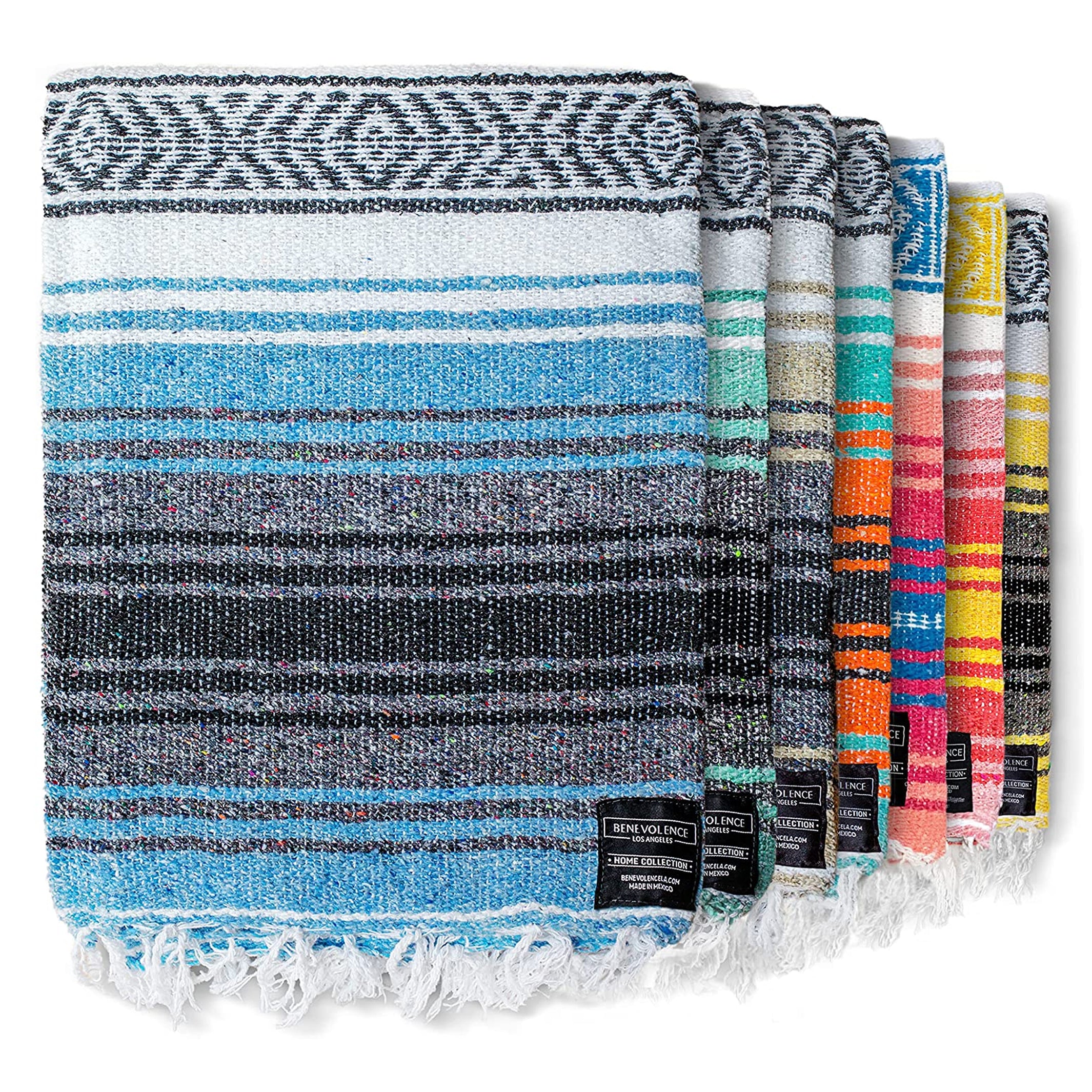 Sky Blue Authentic Mexican Falsa Blanket