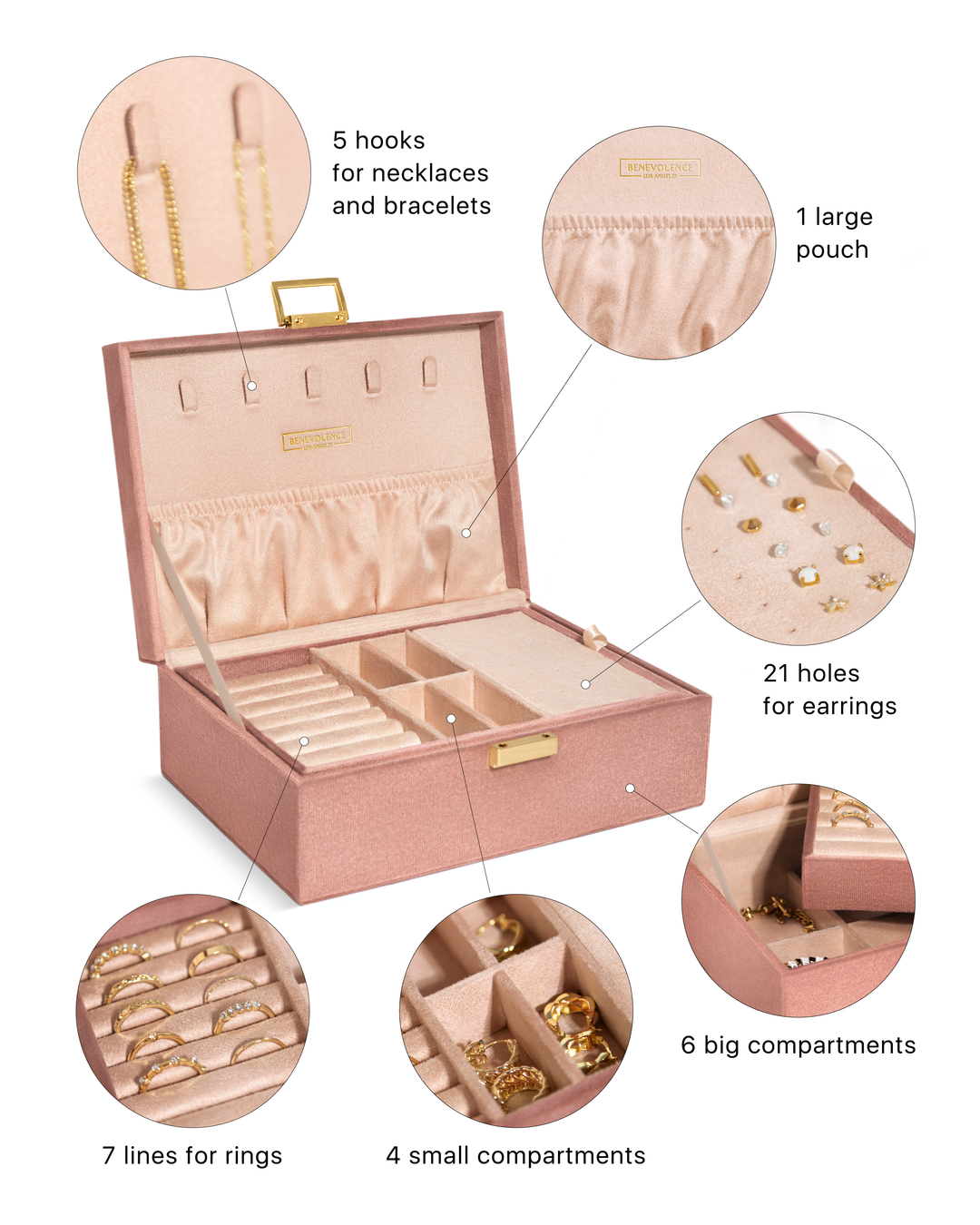 Benevolence La Large Lock Jewelry Box Organizer - Dusty Pink, Women's