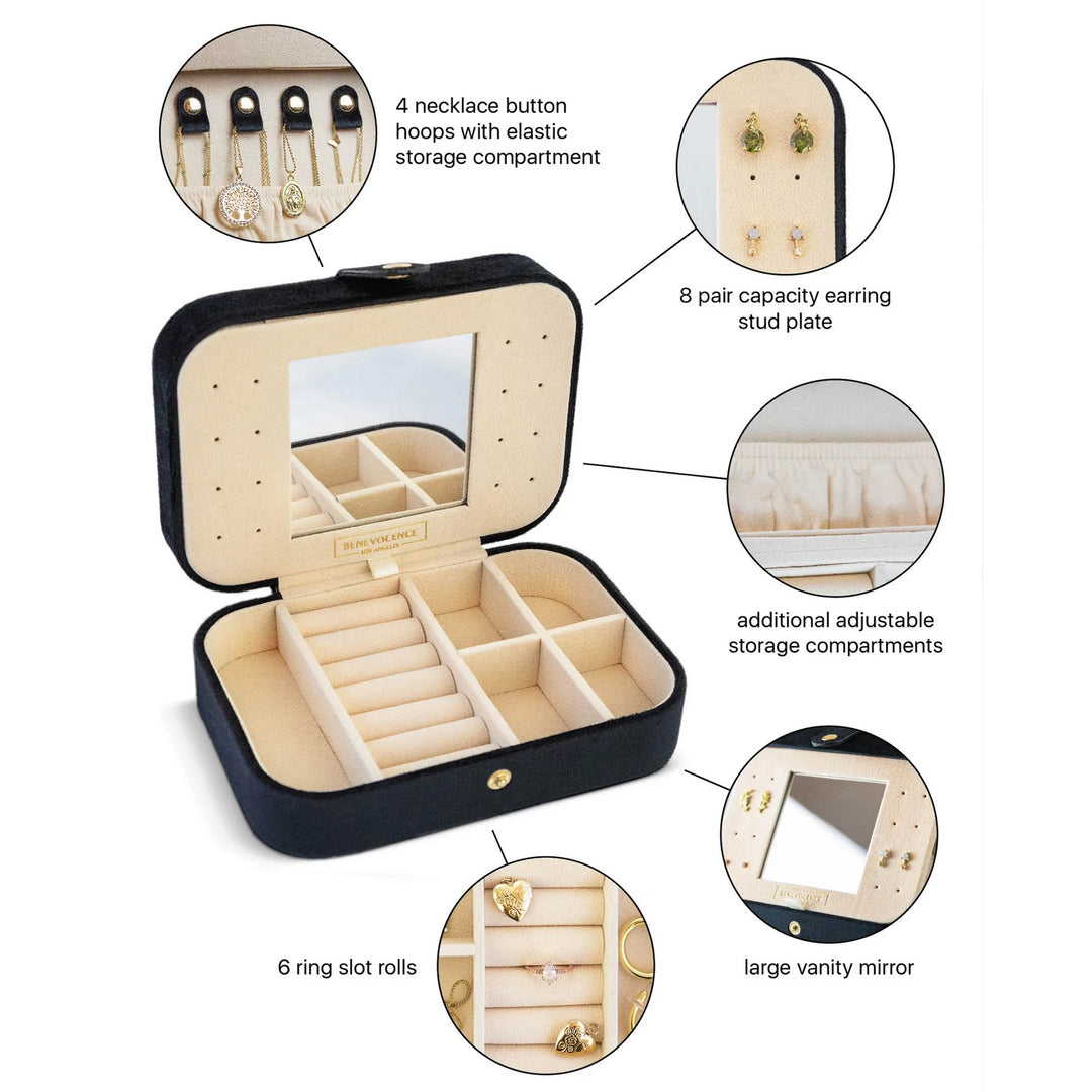 Wells Earring Nest Miniature Plush Lined Earring Travel Case With Mirror 