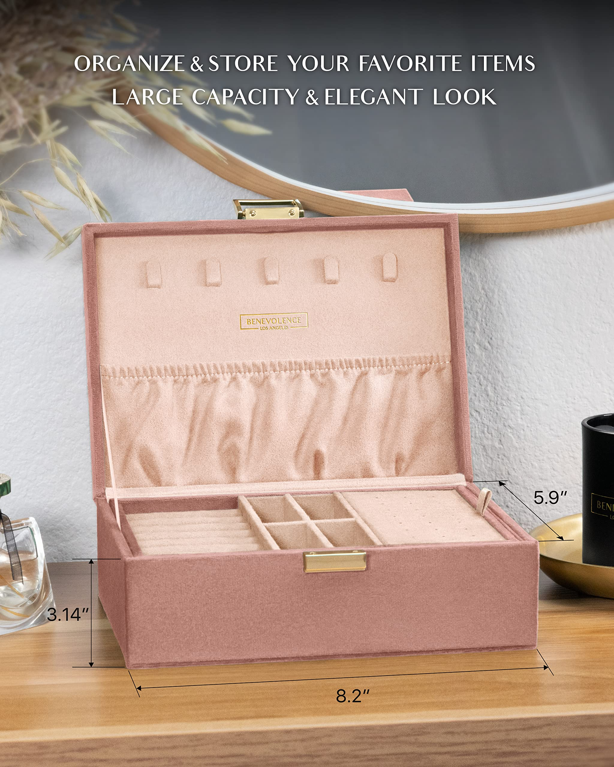 Amazon.com: BAGSMART Travel Jewelry Organizer Roll Foldable Jewelry Case  for Journey-Rings, Necklaces, Bracelets, Earrings, Soft Pink : Clothing,  Shoes & Jewelry