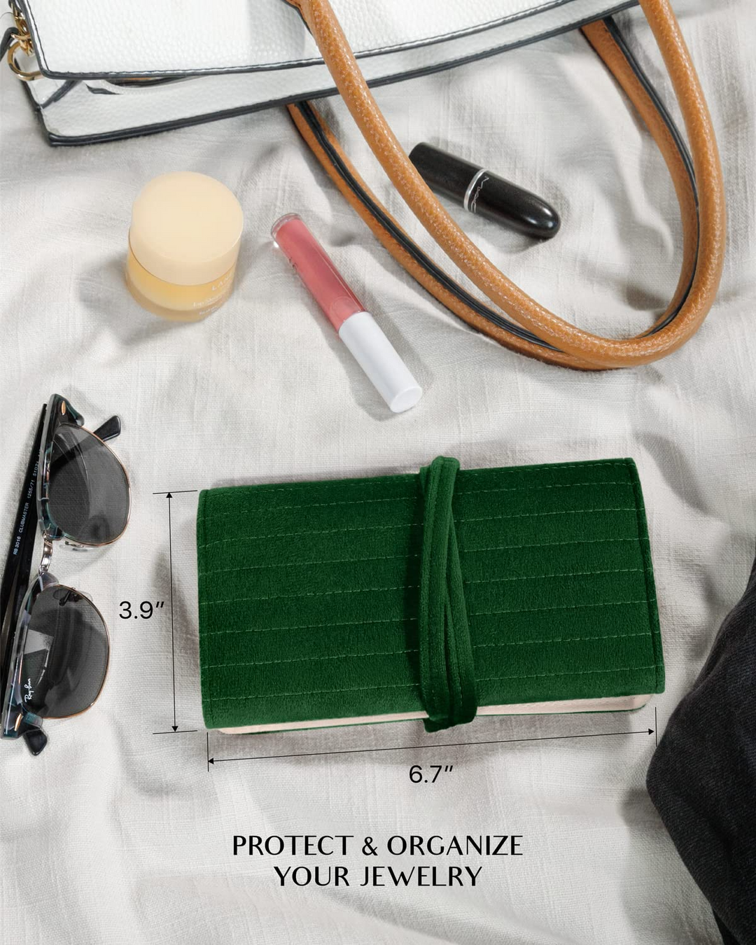 Velvet Jewelry Roll Organizer